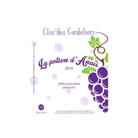Etiquette de jus de raisin, Clos des Cordeliers